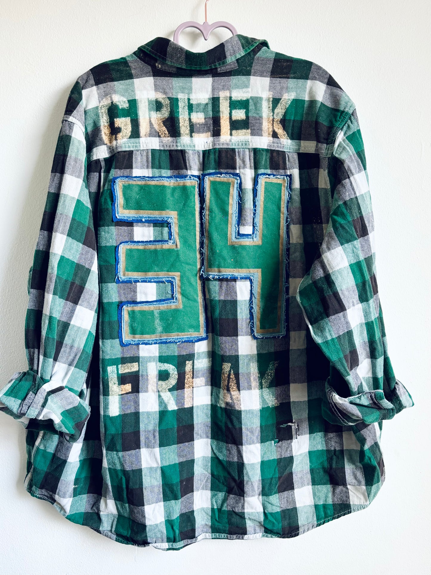 Reworked distressed Game Day Jersey Flannel Shirt