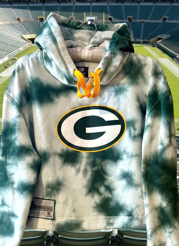 Reworked Packers cropped Tie Dyed Hoodie