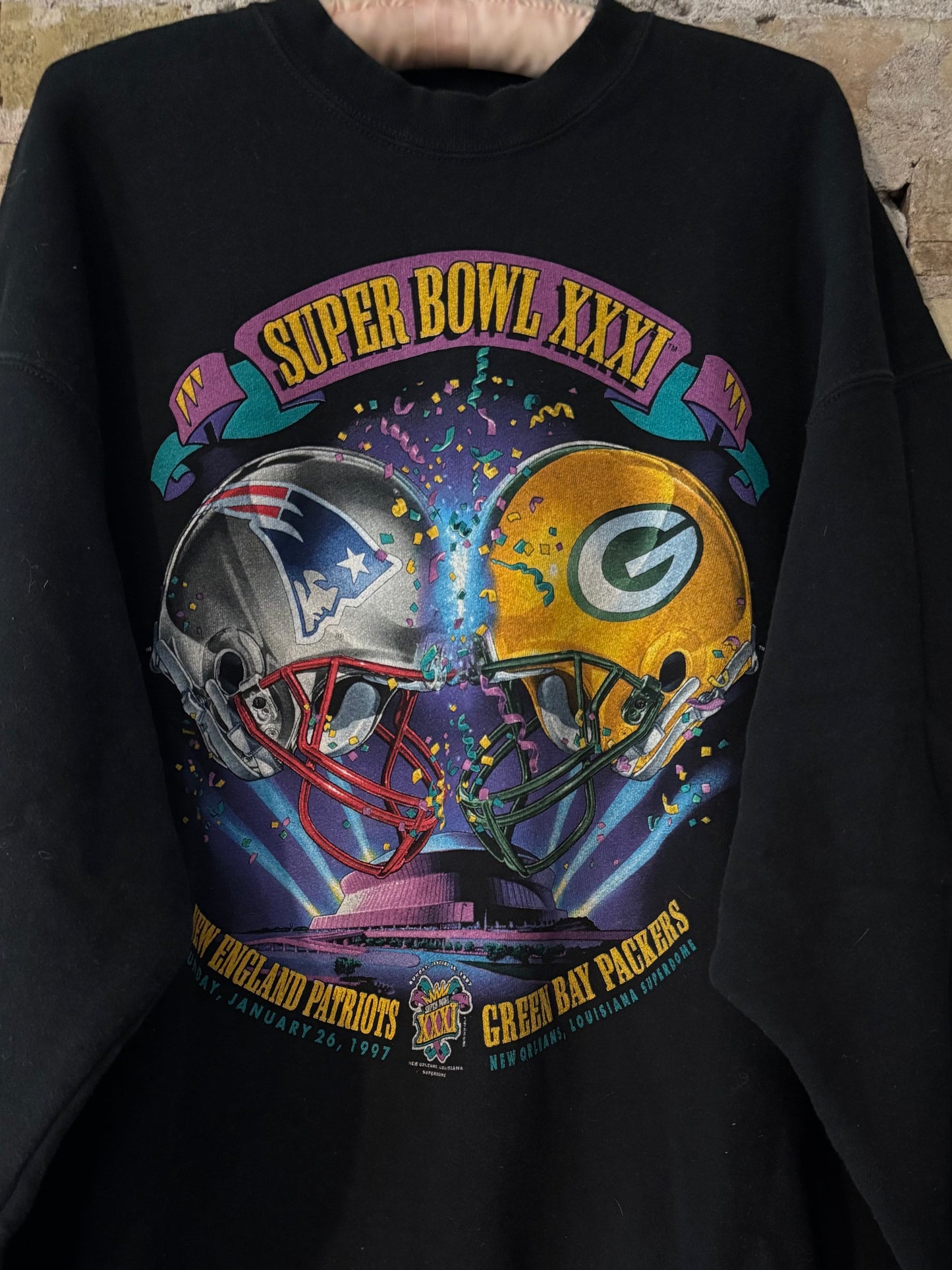 vintage 90’s Green Bay Packers Black Super Bowl souvenir crewneck
