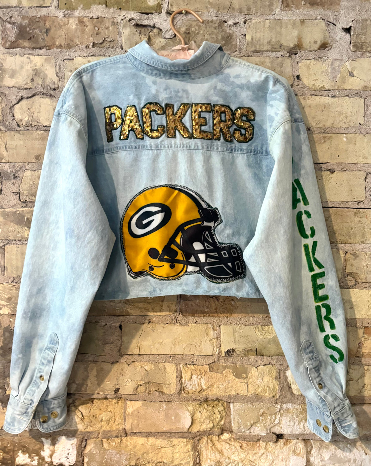 90’s Retro distressed Game Day Crop Top Denim Shirt