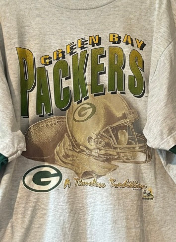 Rare 90’s Vintage GB Packers Heather Gray Button up  Baseball Jersey