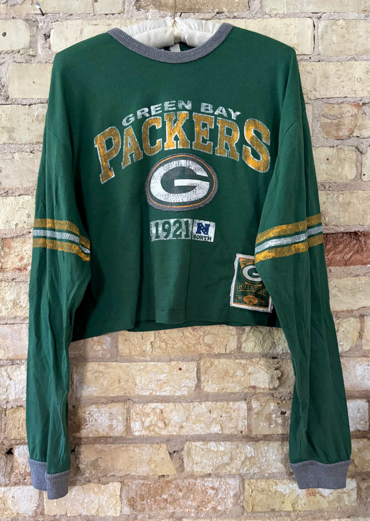 Reworked Green Bay Packers cropped Throwback Crewneck Tee