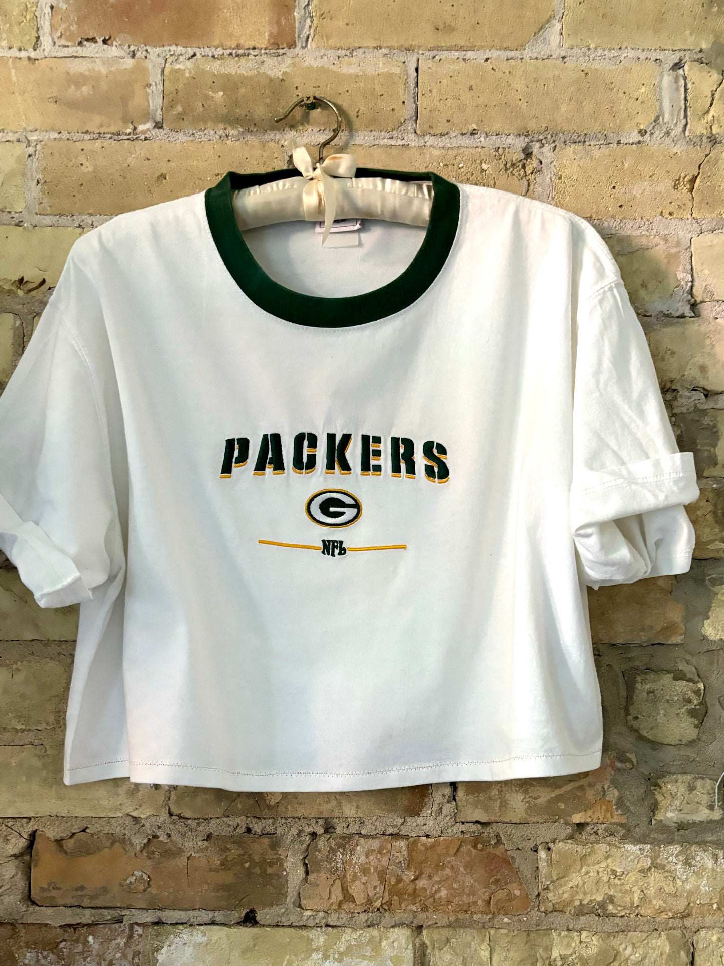 Reworked 90s Green Bay Packers Retro cropped Ringer Tee