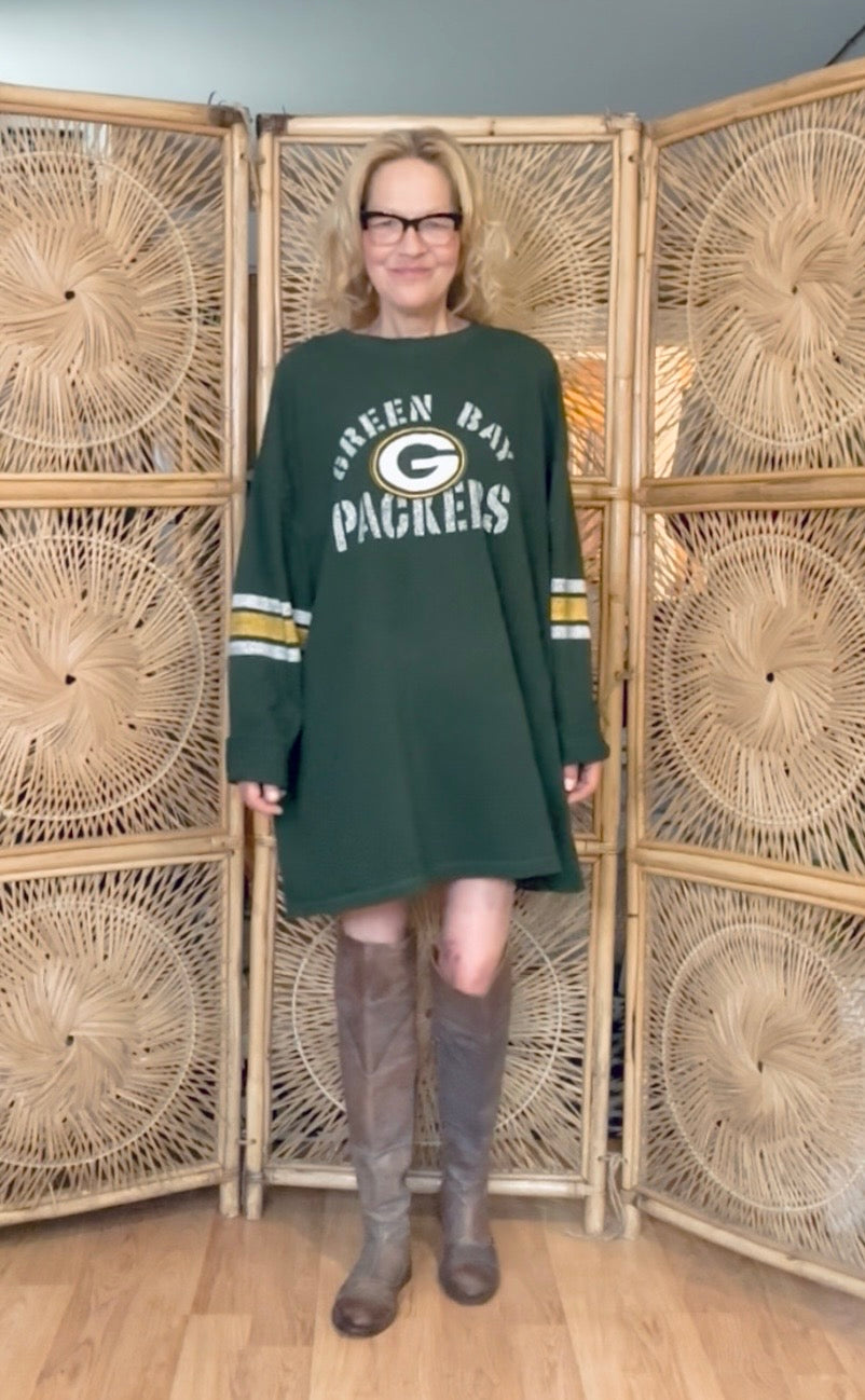 Oversized Vintage Packers Long sleeve T-shirt Mini Dress