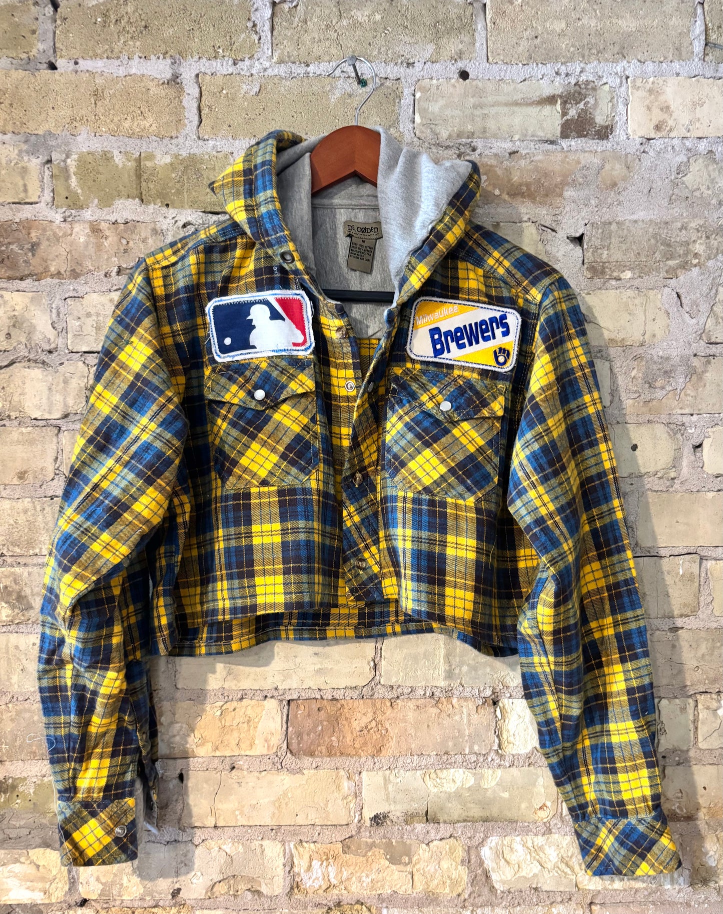 Brewers Game Day  Cropped Hoodie Flannel