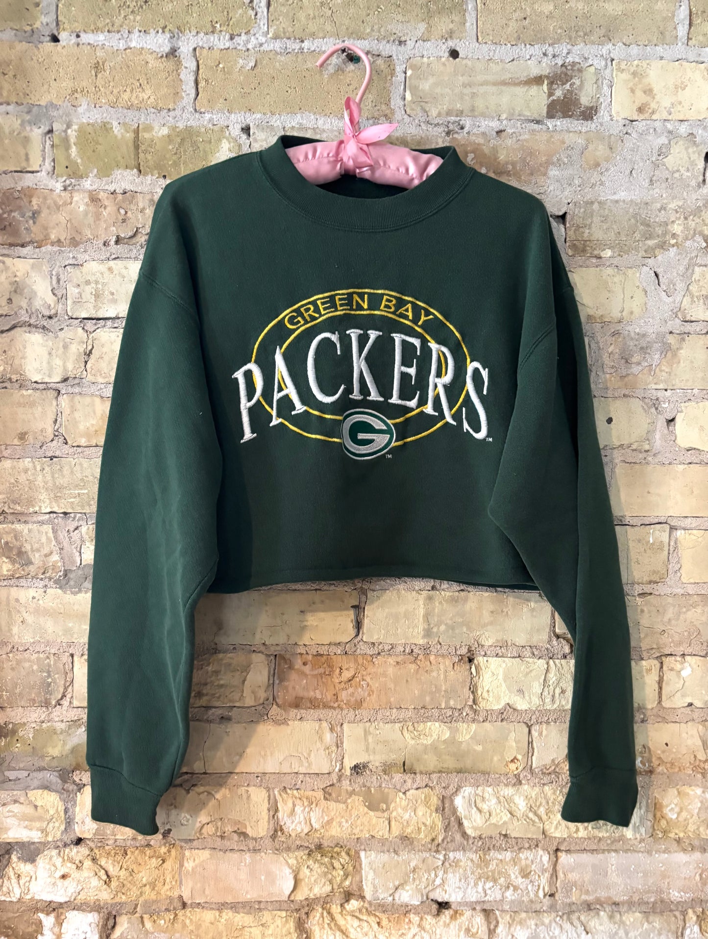 Vintage 90s Green Bay Packers Embroidered  Cropped Crewneck