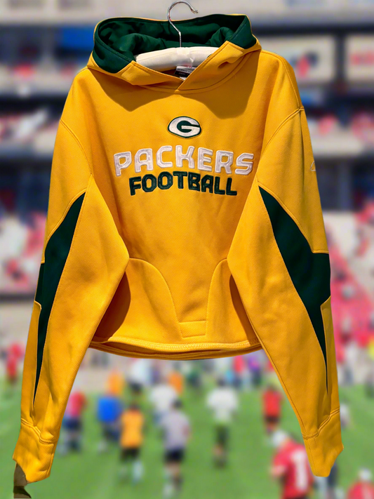 Reworked Packers Retro Reebok oversized cropped Nylon Color Block Hoodie