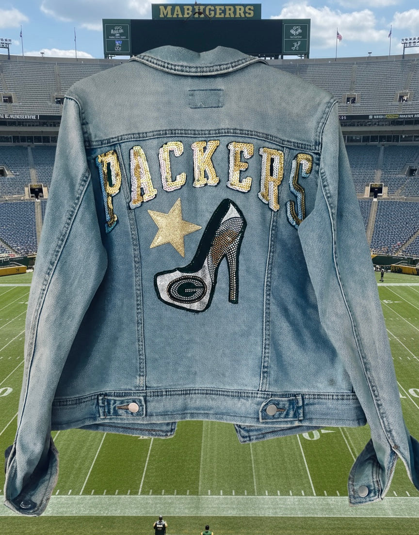 Reworked  Sequence & Gems Game day Denim Jacket