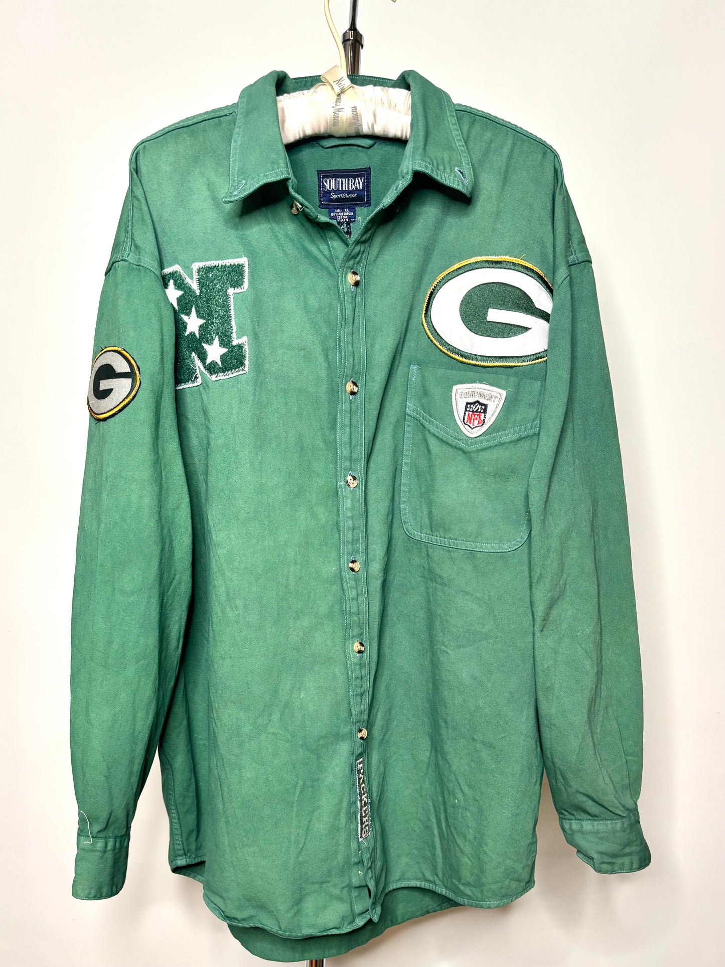 Overdyed Retro Graffiti Denim Game Day Jean Shirt