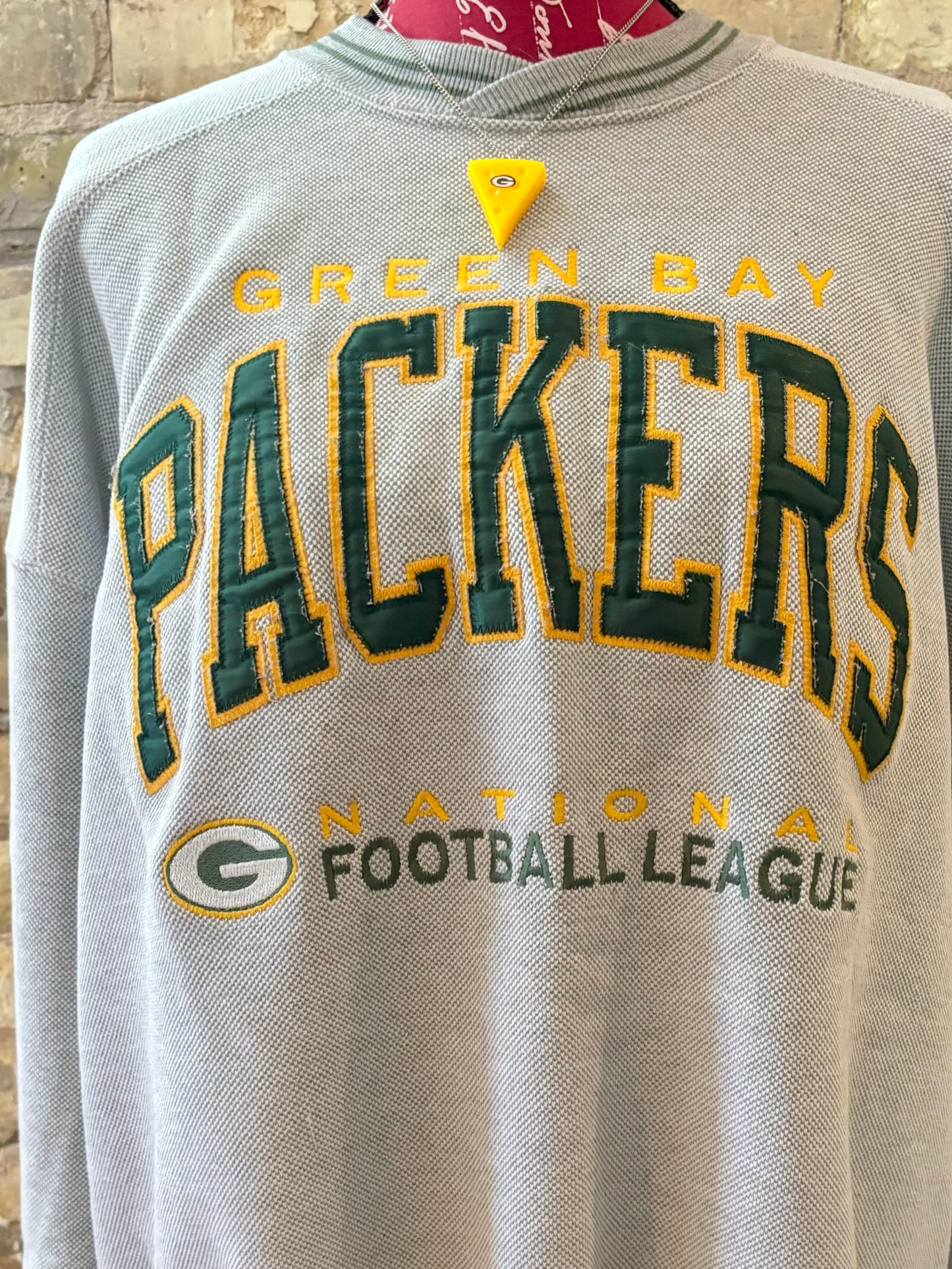 Reworked 90s Green Bay Packers oversized V Neck sweatshirt