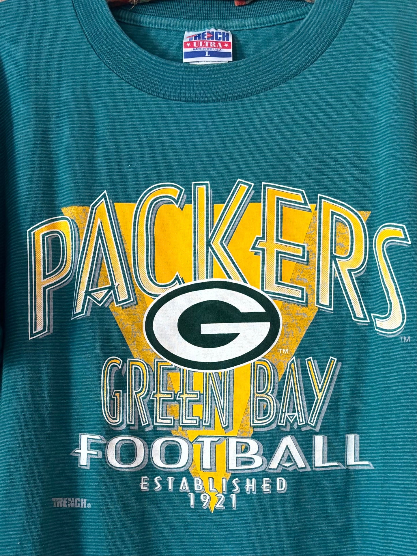 Vintage 90’s Packers short sleeve Pinstriped Graphic Tee