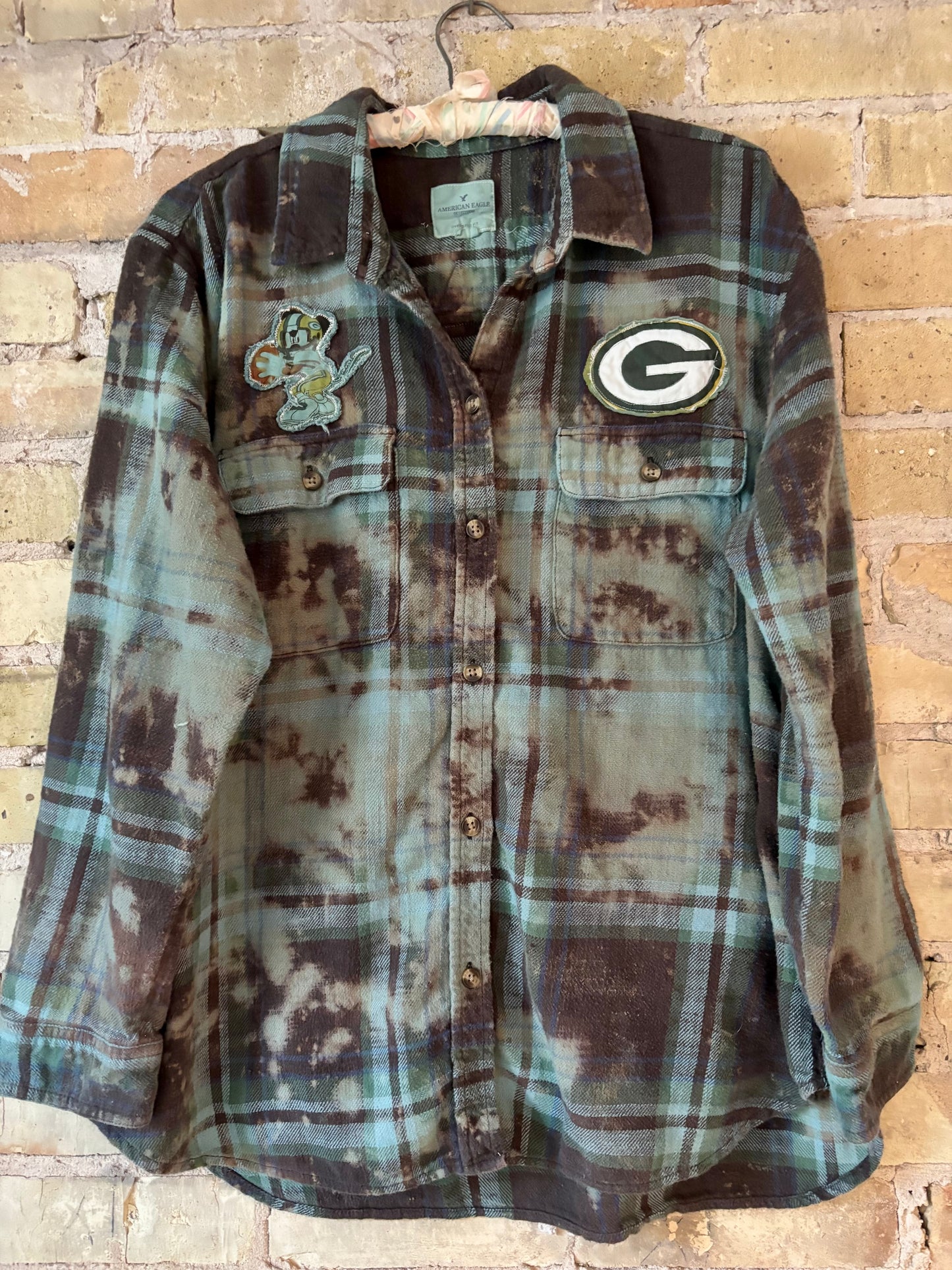 Reworked Over Dyed Distressed Game Day Flannel