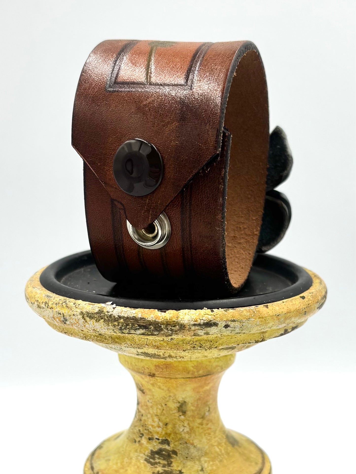 Leather Boho Flower Cuff Bracelet