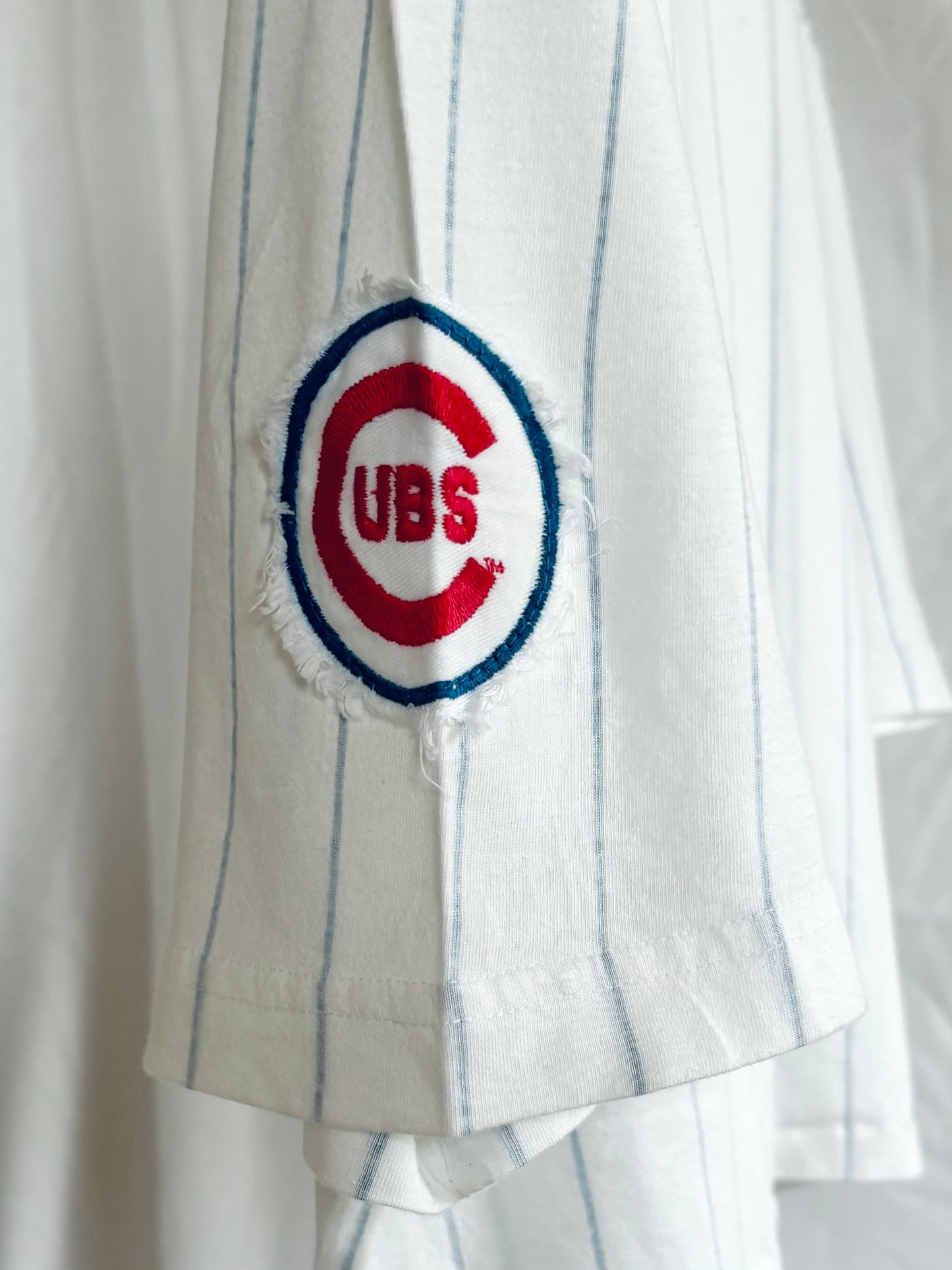 Retro 90s Chicago Cubs throwback striped ringer tee