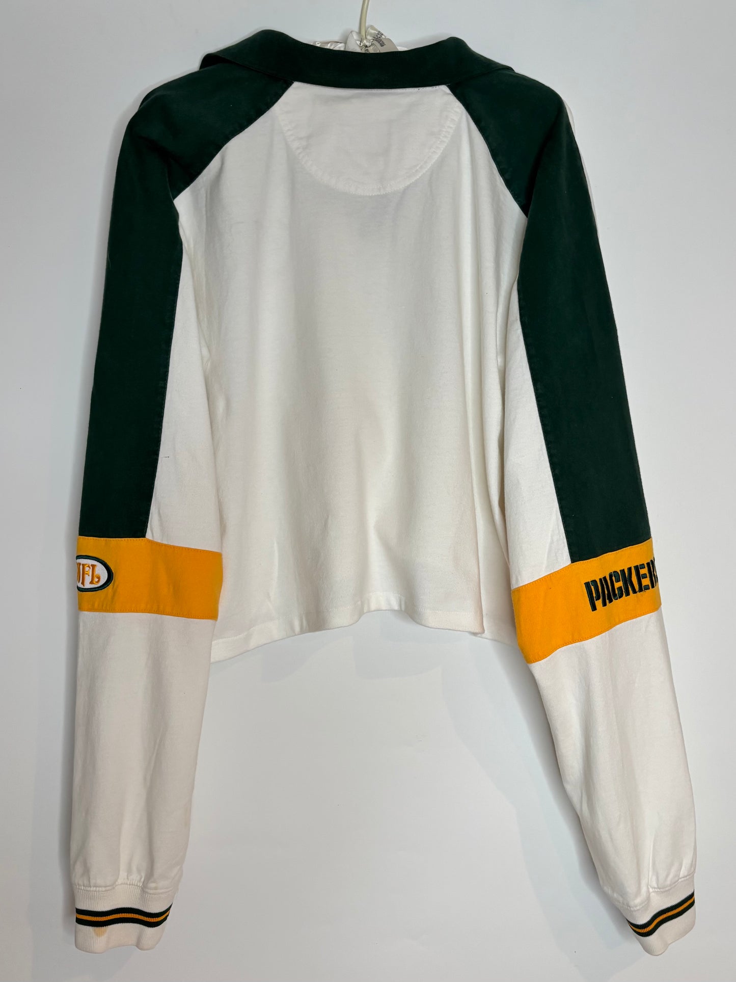 Retro 90’s Packers  Low Crop Color Block Polo Shirt