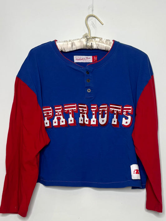 Vintage Cropped 3 Button Royal Blue Henley Throwback Tee