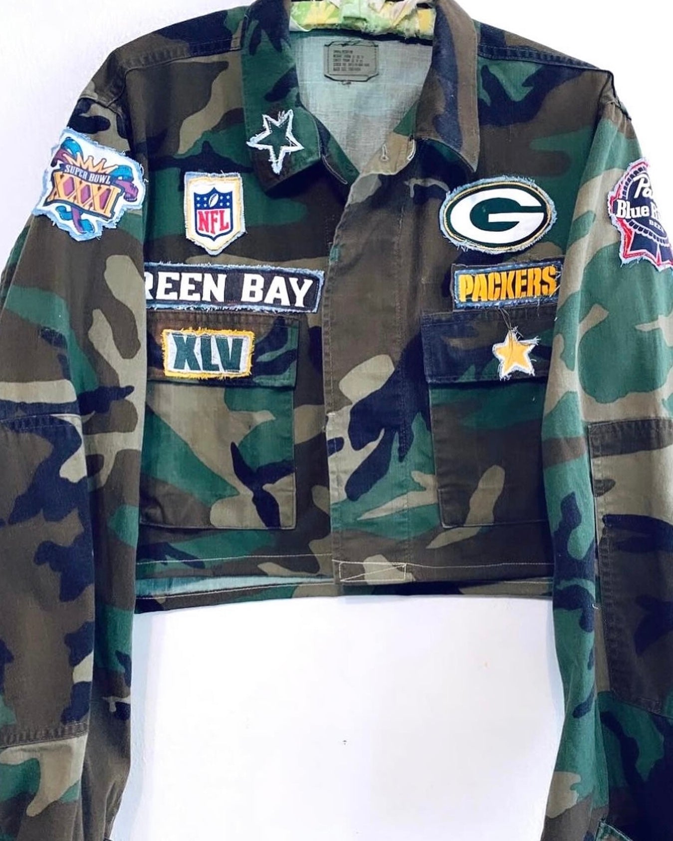 Reworked vintage Camouflage Packers Game Day Coat Jacket