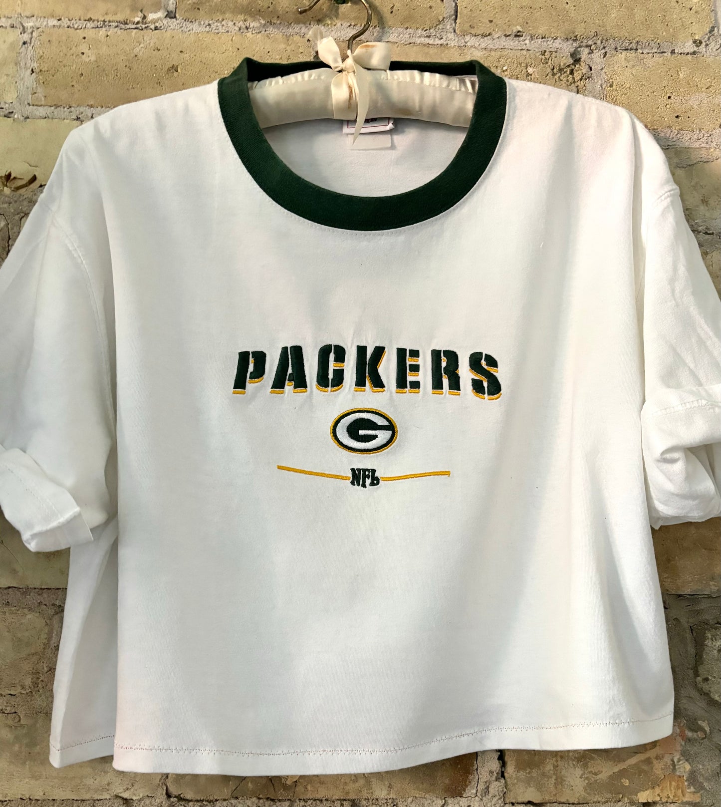 Reworked 90s Green Bay Packers Retro cropped Ringer Tee