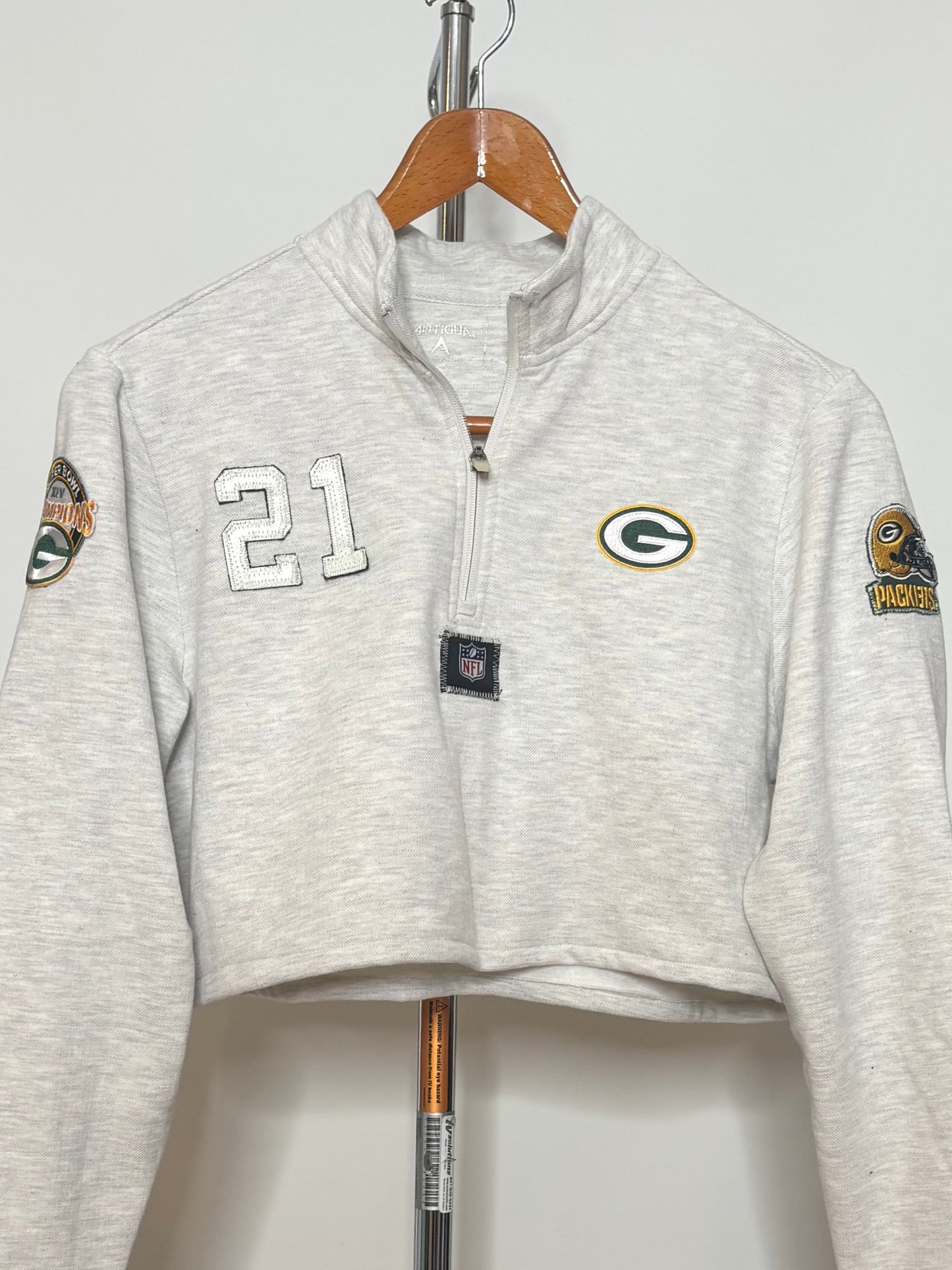 Vintage Packers 1/4 Heather Gray Custom cropped Pullover