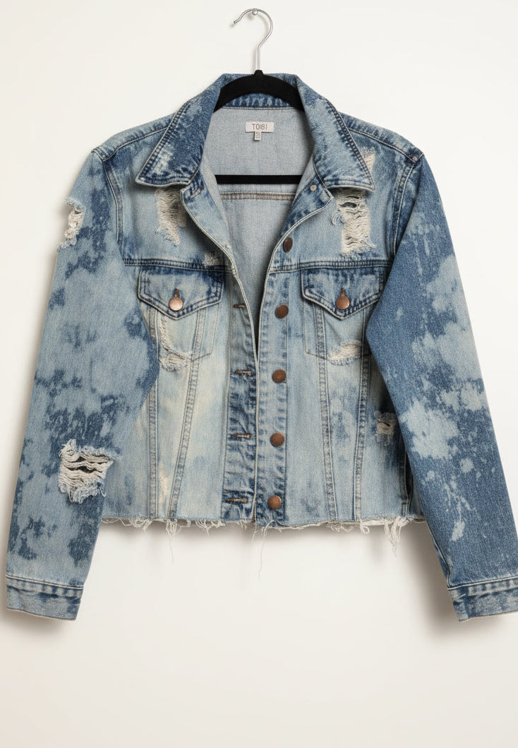 Custom Made to order Distressed Denim Jean Jacket