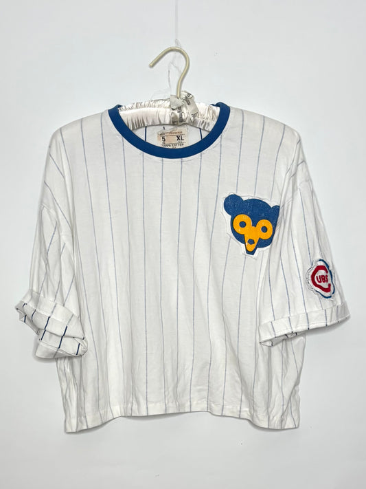 Retro 90s Chicago Cubs throwback striped ringer tee