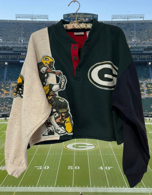 Reworked Vintage Color Block 3 button Game Day Crewneck