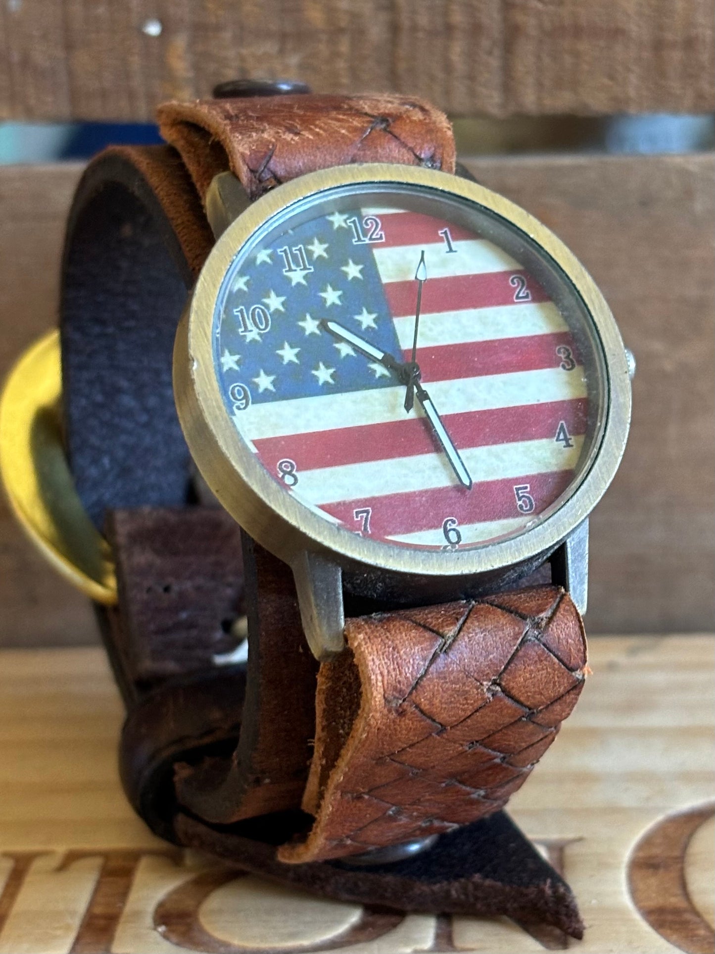 Handmade Distressed Leather Wristband Cuff Watch