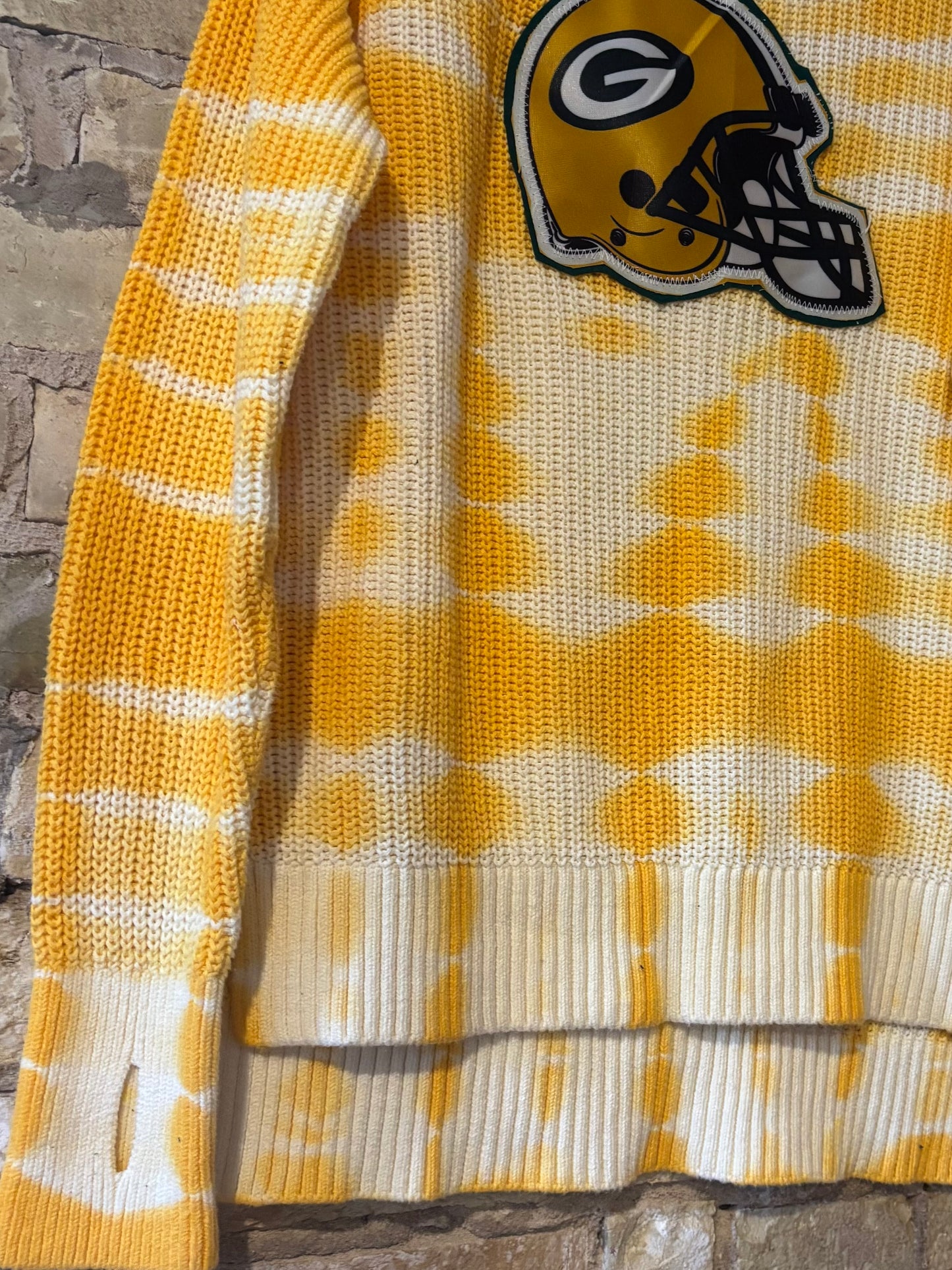 Reworked HandKnit Cotton Game Day Sweater