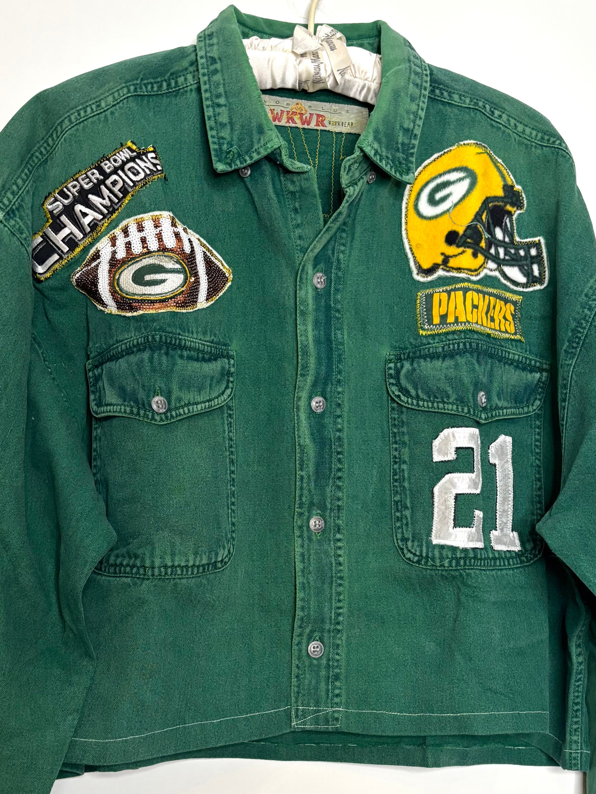Overdyed Retro Cropped Denim Game Day Shirt