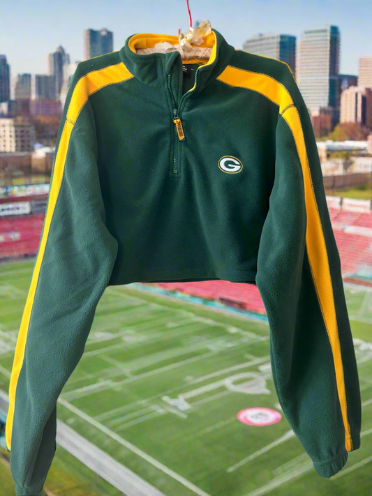 Reworked vintage Packers Color Block 1/4 Zip Cropped Fleece
