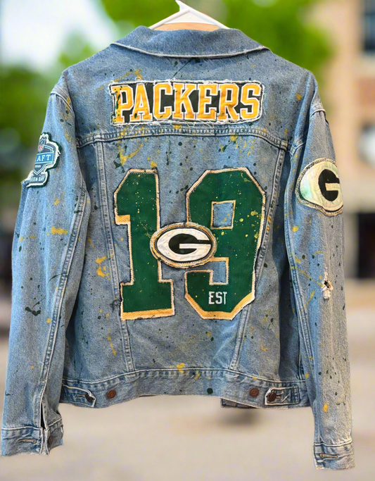 Reworked Vintage Levi Stone Washed Game Day Denim Jean Jacket