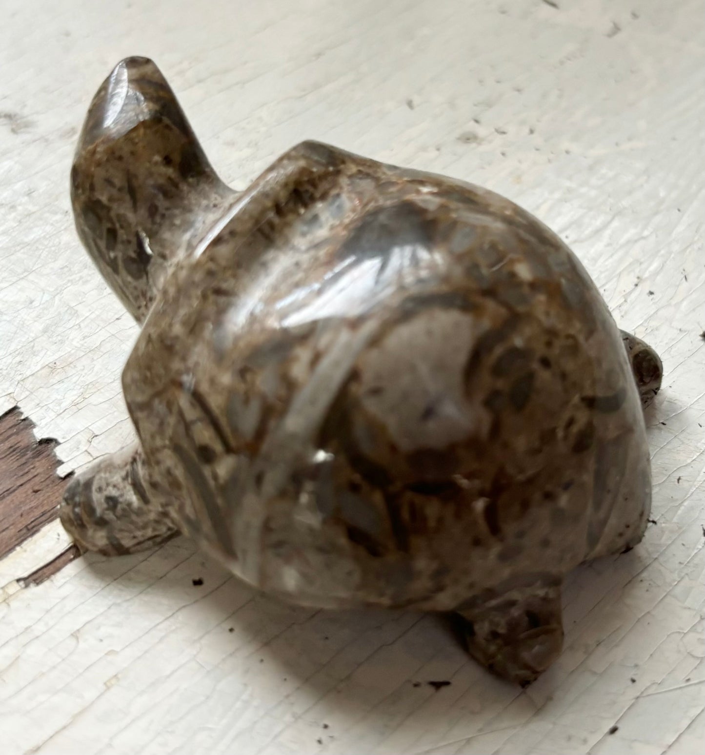 Vintage polished Jasper Plant Pet Turtle Figurine