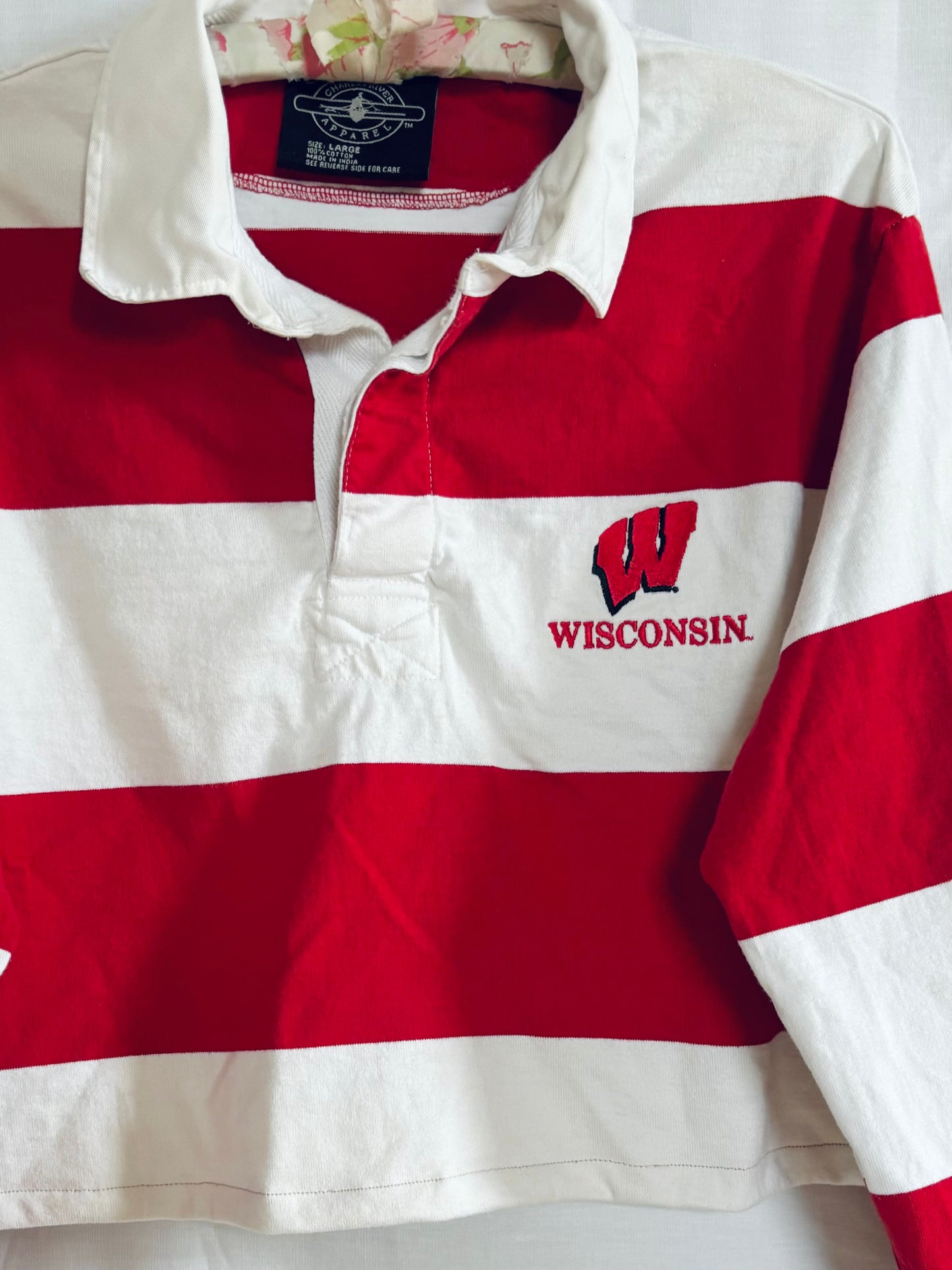 Reworked Vintage Wisconsin Badgers Cropped Rugby Polo Shirt