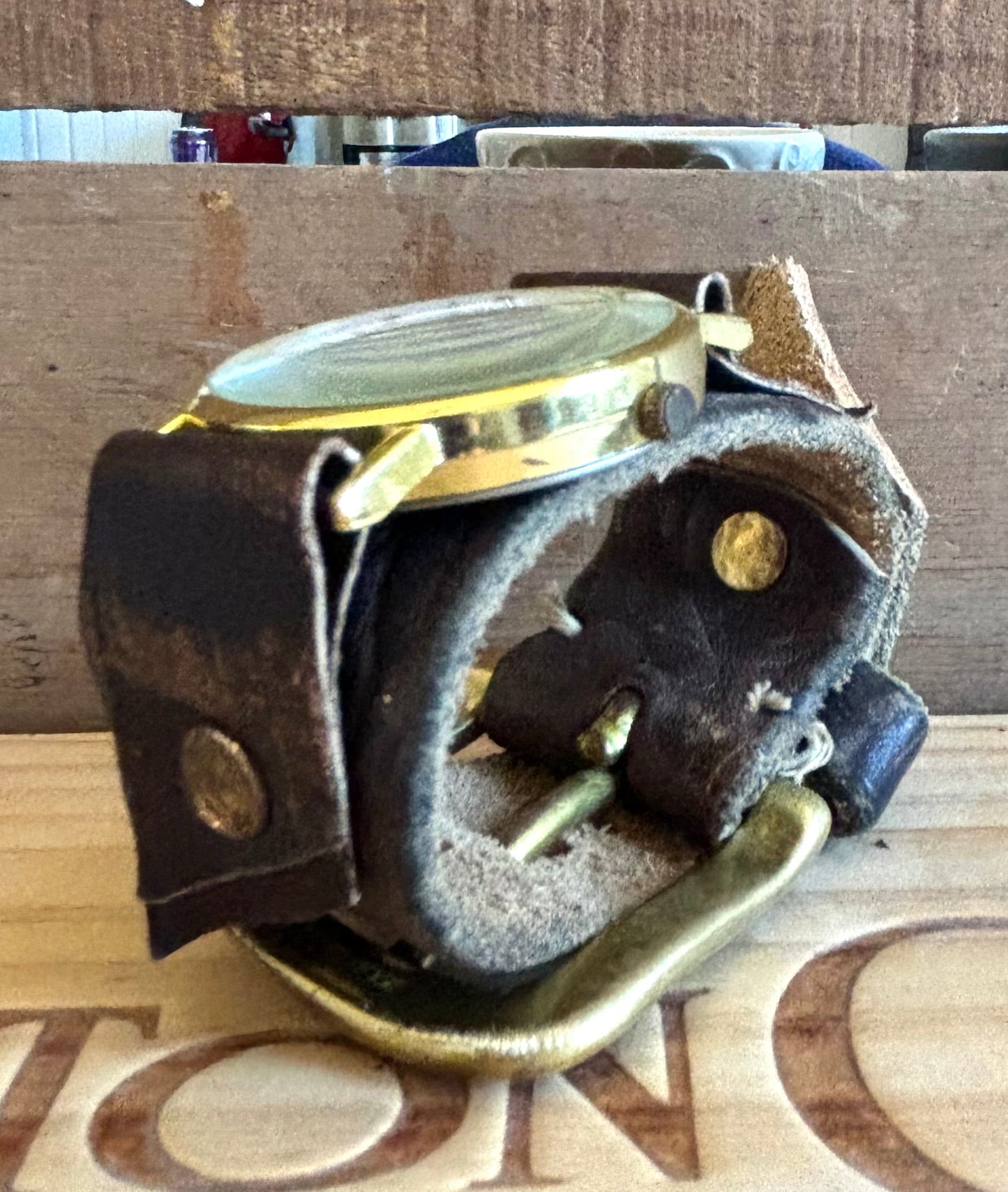 Handmade Distressed Leather Wristband Cuff Watch