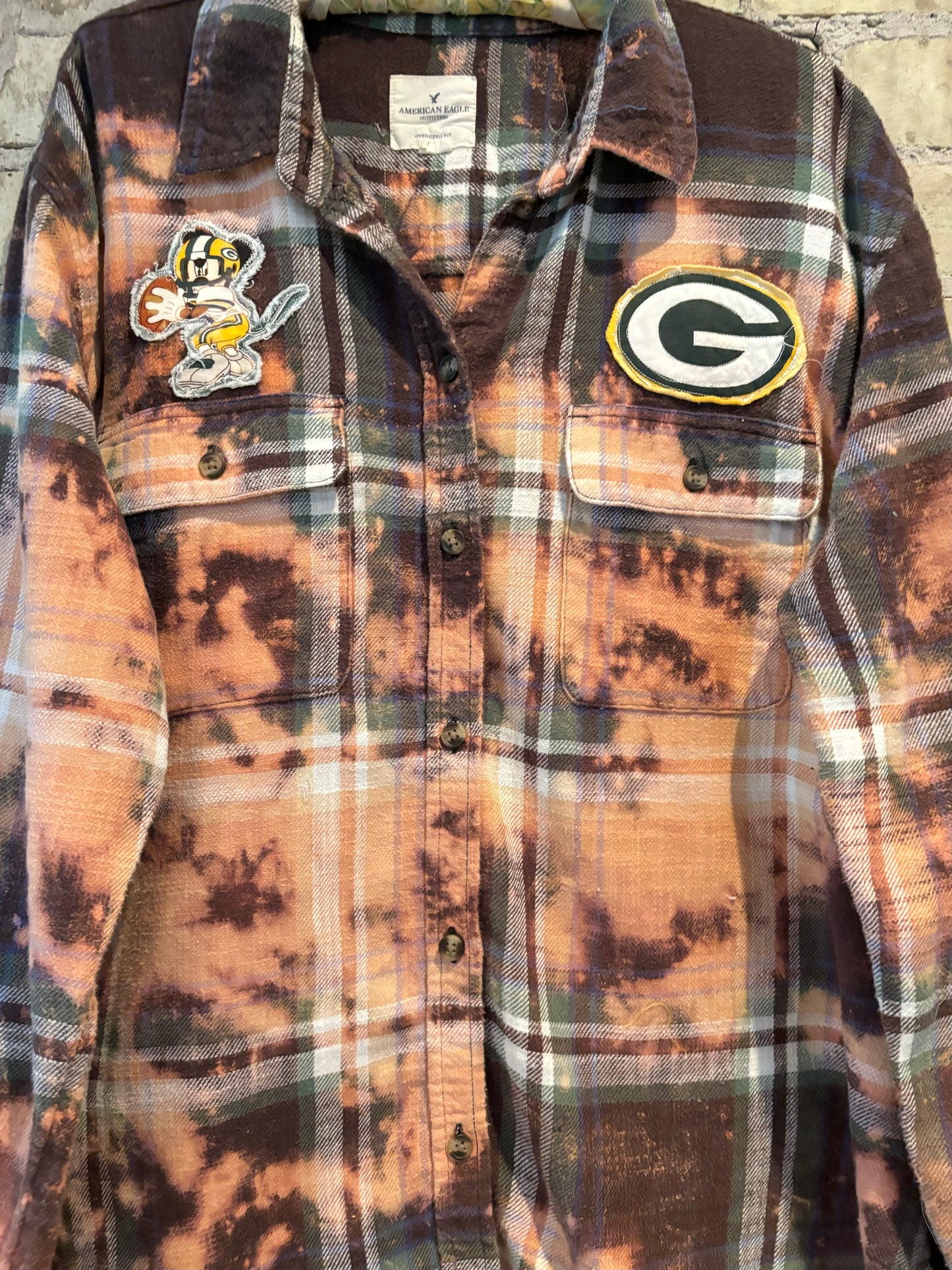 Reworked Oversized Distressed Game Day Flannel