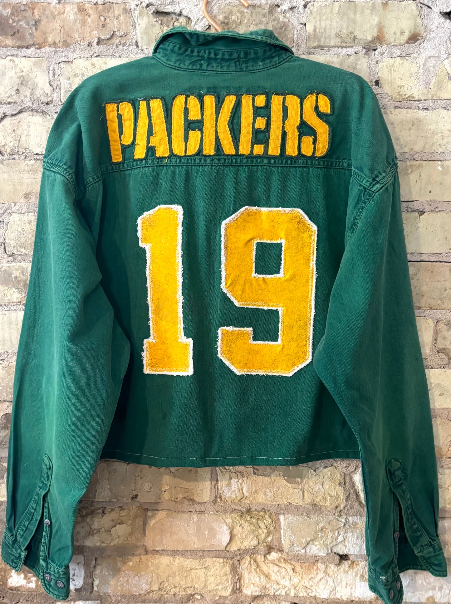 Packers Over dyed Retro Cropped Denim Game Day Shirt