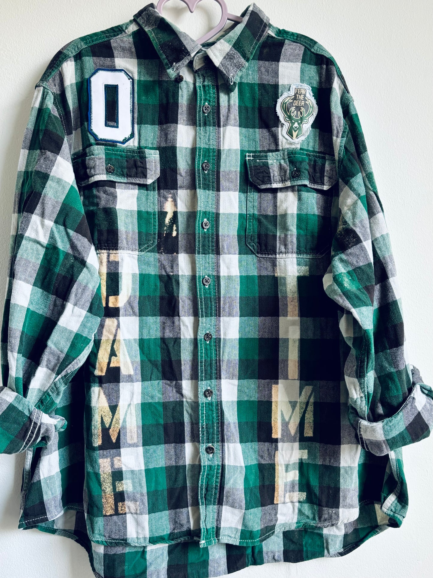 Reworked distressed Game Day Jersey Flannel Shirt