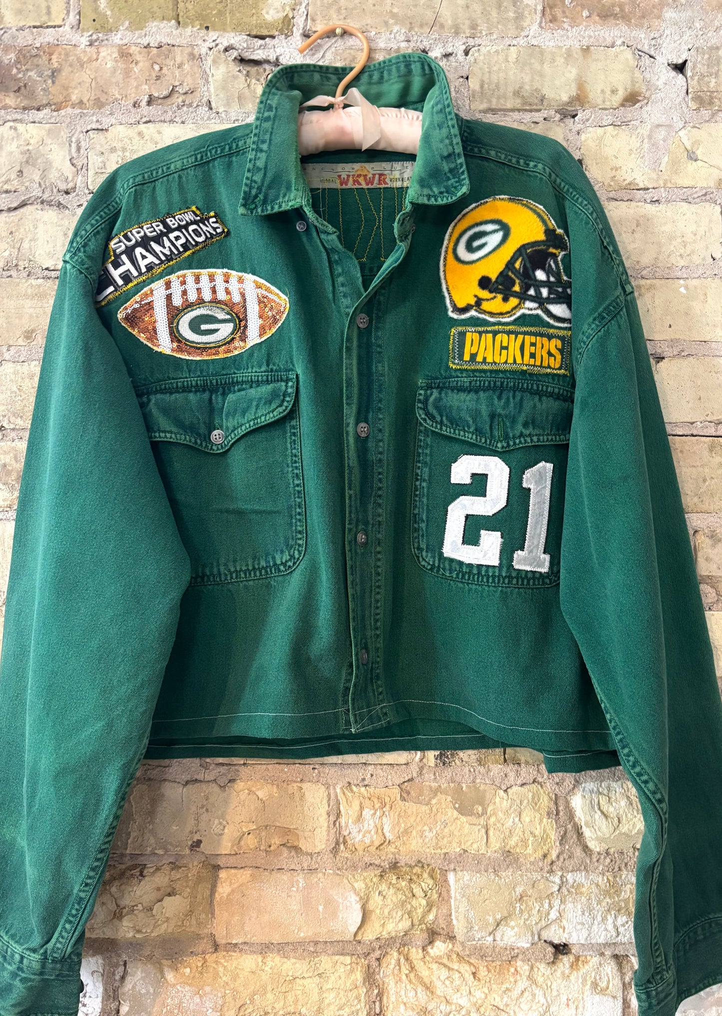 Packers Over dyed Retro Cropped Denim Game Day Shirt