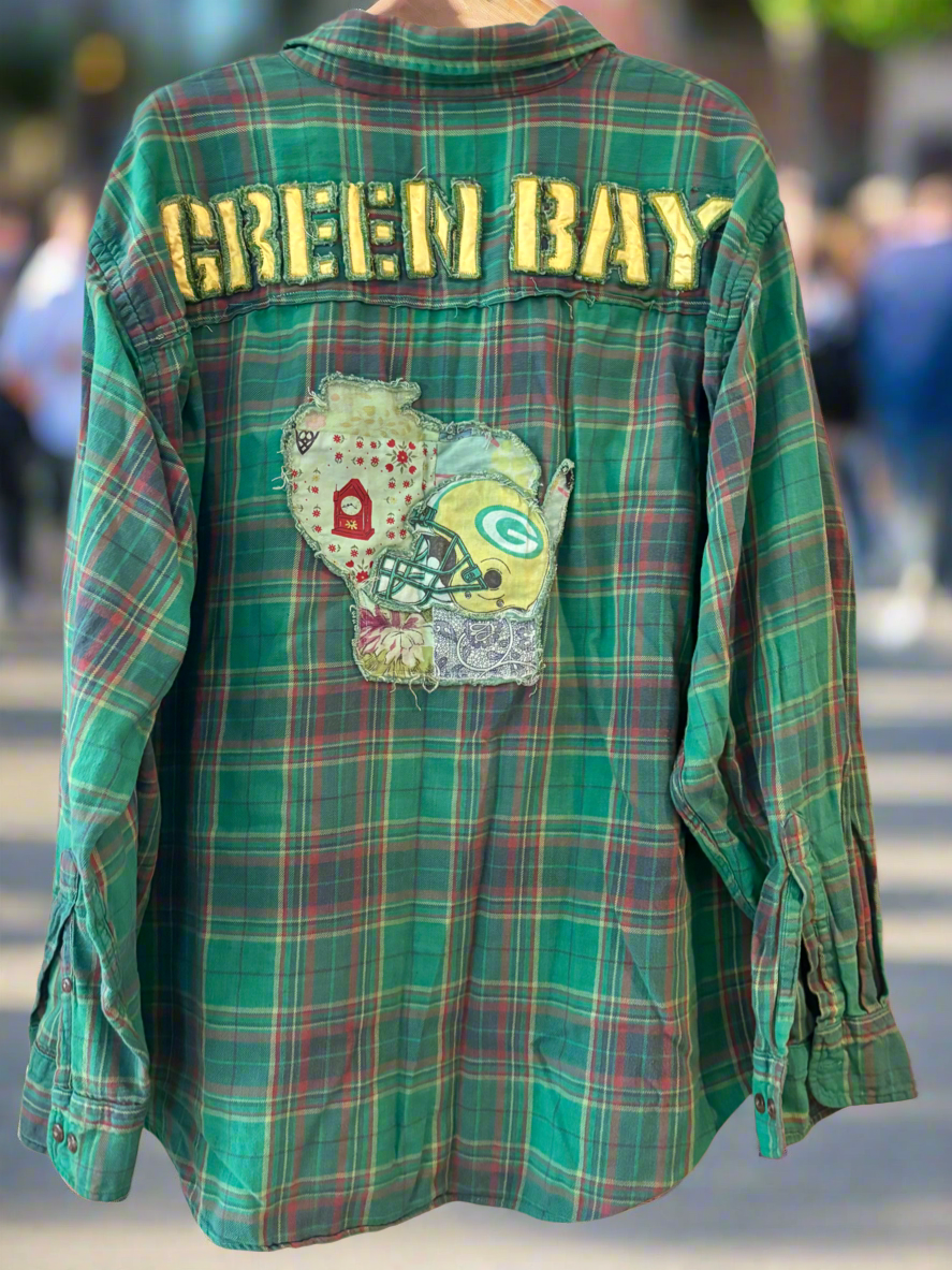 Reworked over dyed distressed Game Day Flannel