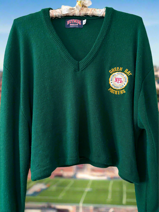 Reworked vintage Nutmeg Green Bay Packers Member Club V Neck Sweater