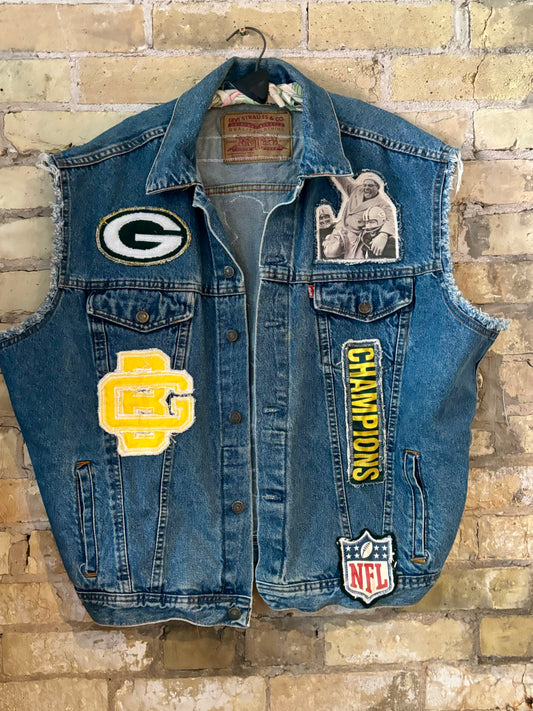 Reworked vintage LEVI’S Game Day Denim Jean Vest