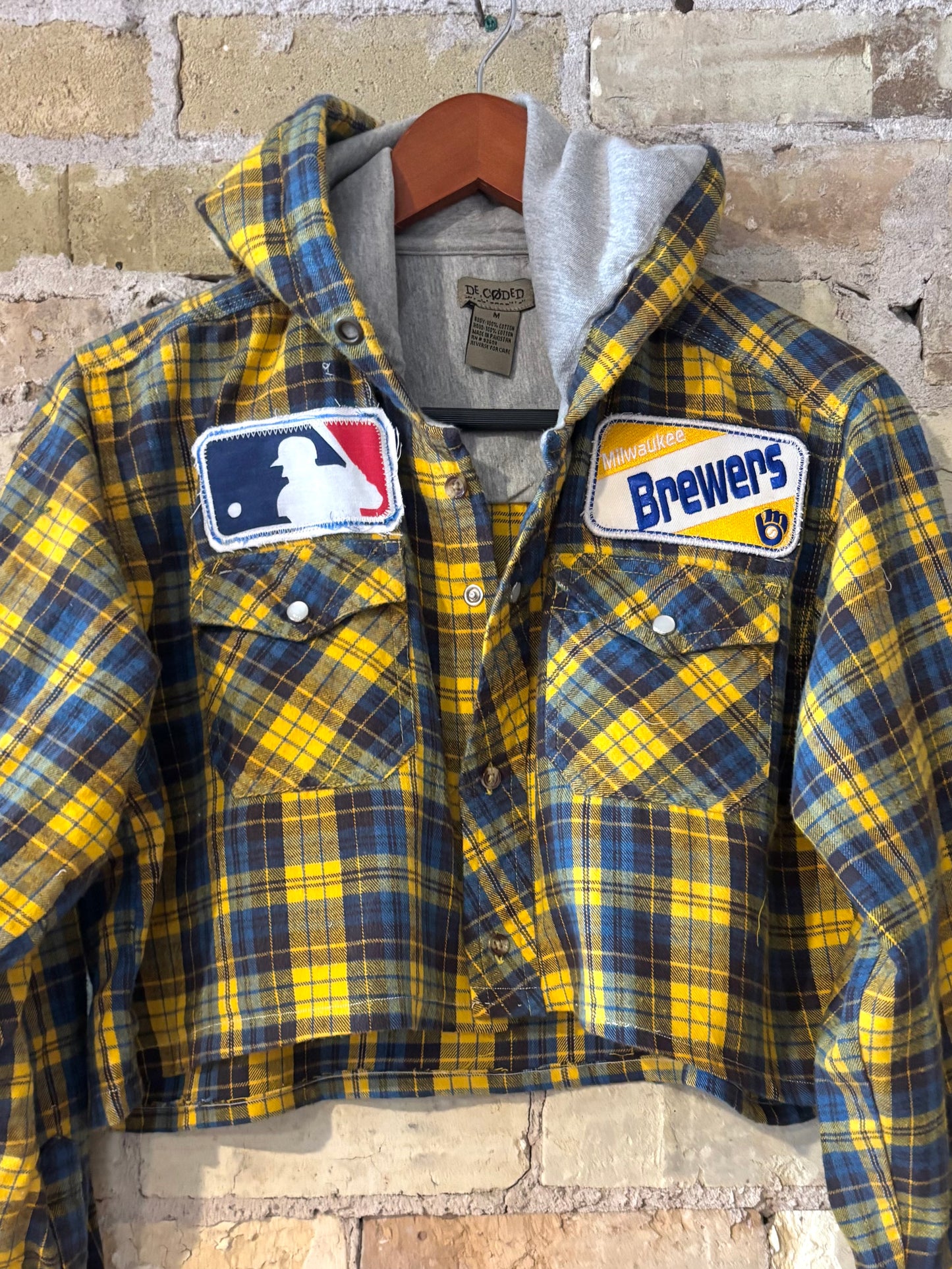 Brewers Game Day  Cropped Hoodie Flannel