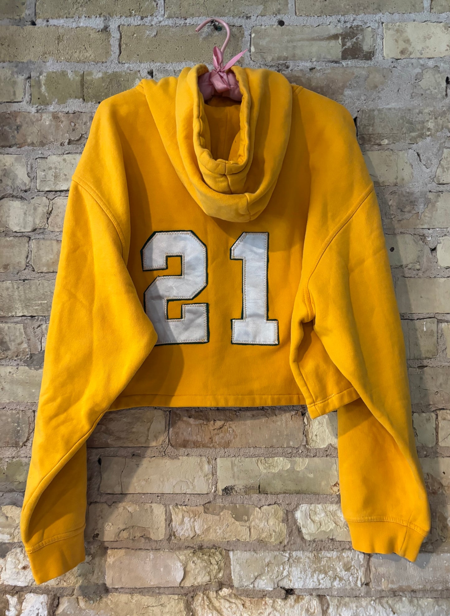 Packers Retro Reebok Yellow Crop Top Hoodie