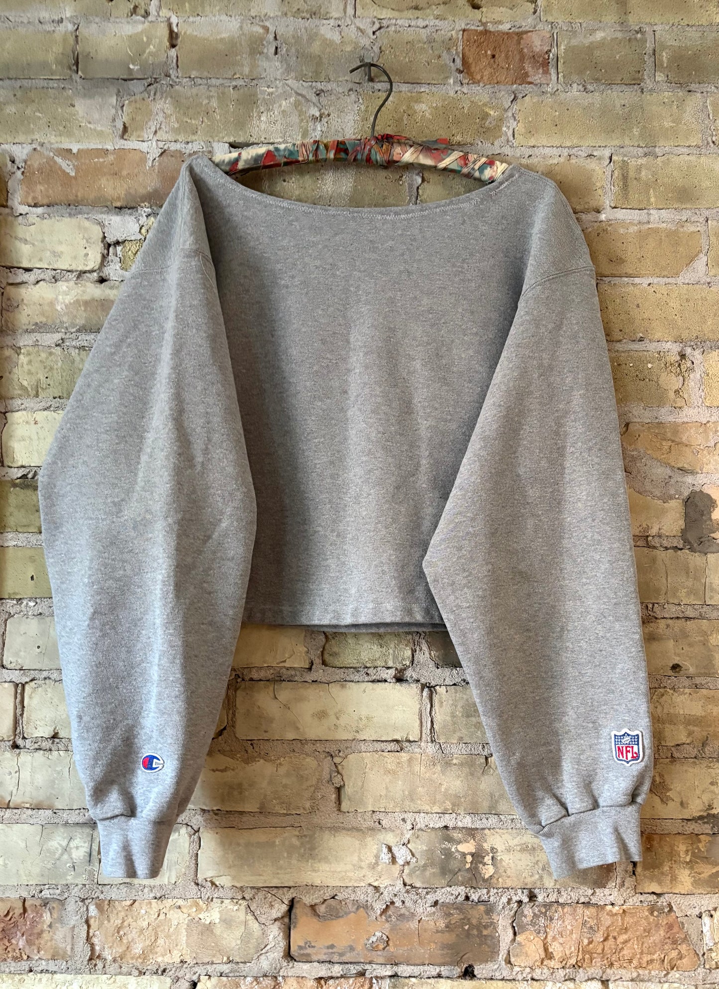 Reworked 90s Cropped off the shoulder Packers GameDay sweatshirt