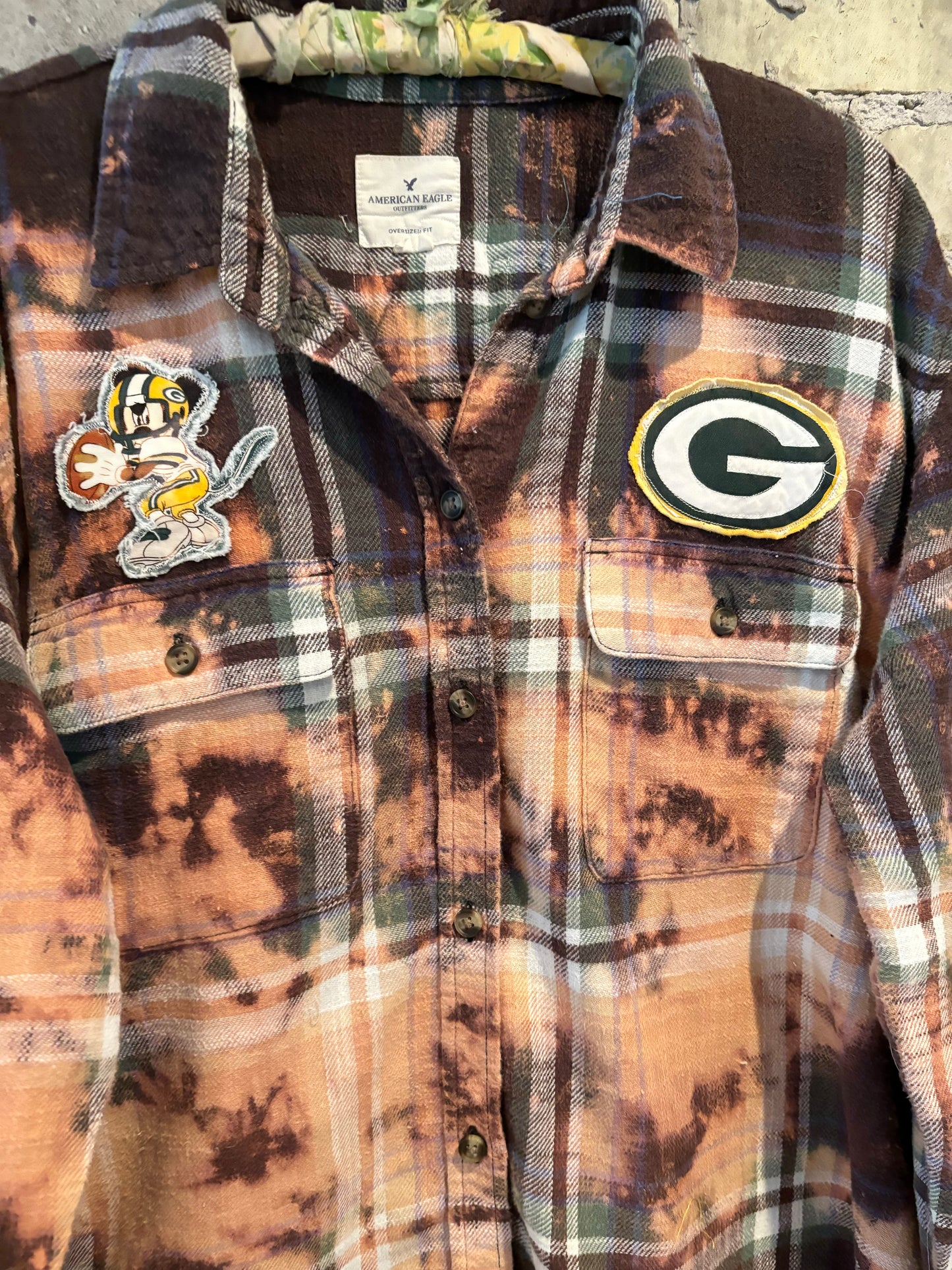 Reworked Oversized Distressed Game Day Flannel