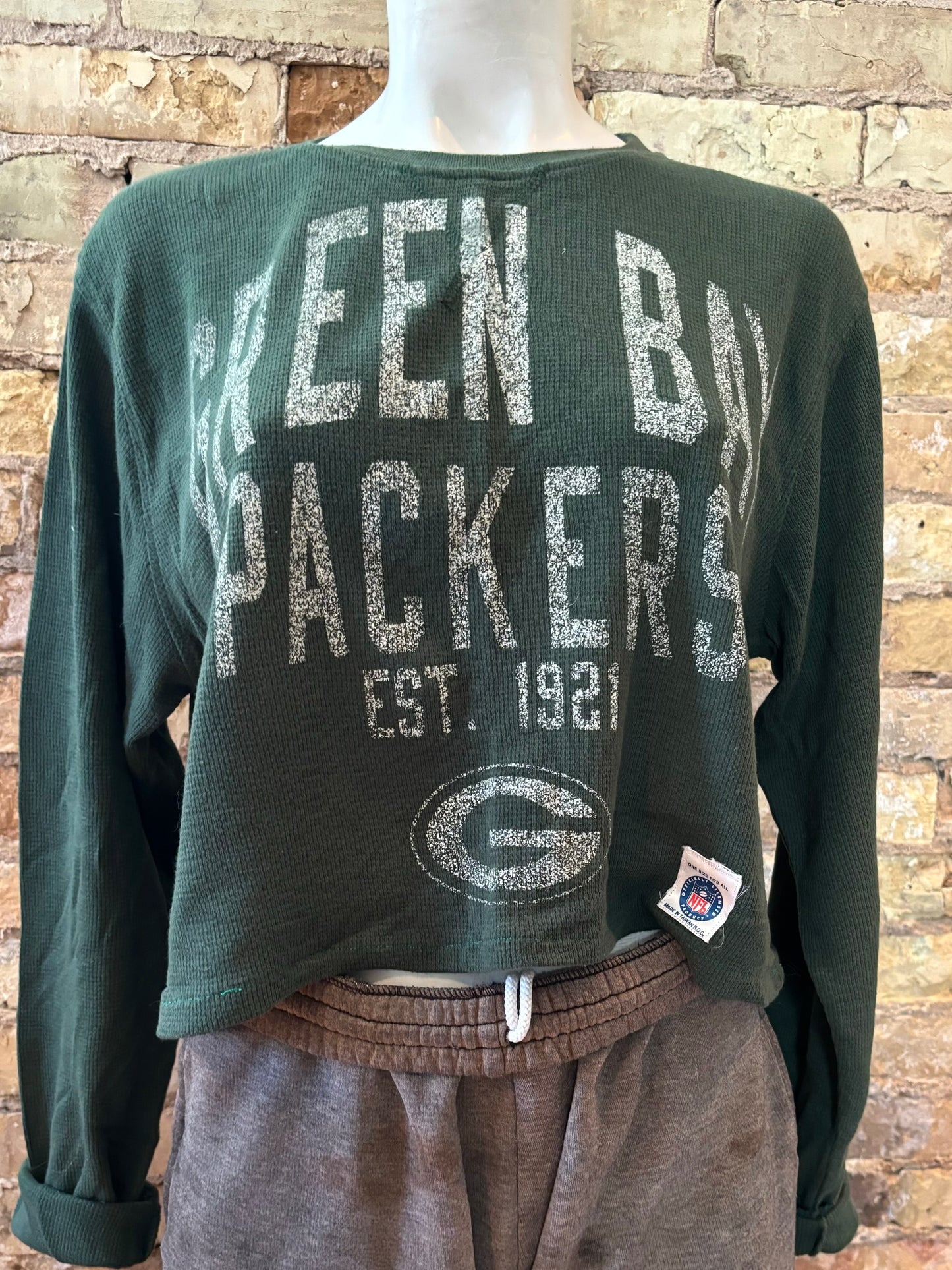 Reworked Packers Long sleeve Thermal Graphic Throwback Tee