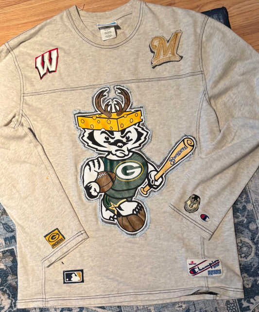 Reclaimed Custom Vintage Champion Wisconsin Sports Long sleeve Tshirt