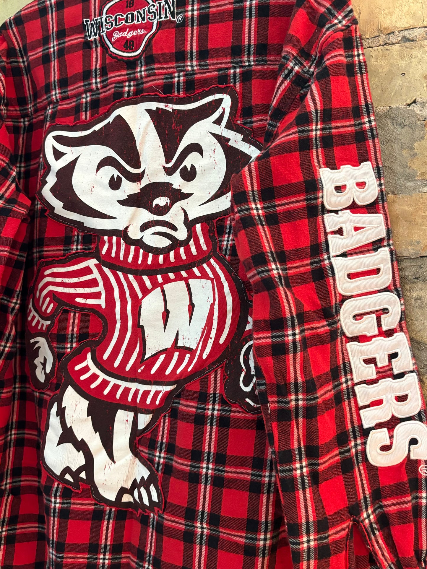 Reworked Badgers Game Day Flannel Shirt