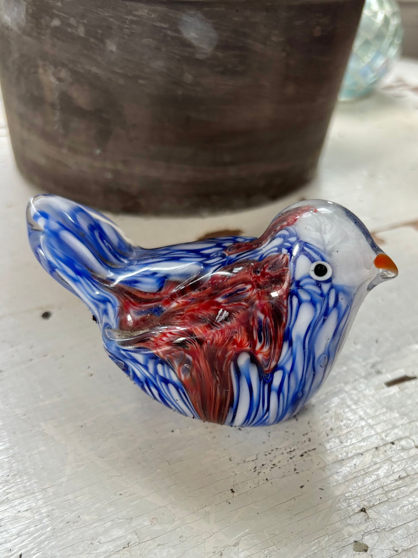 Vintage Murano Millefiori Glass Plant Pet Bird Figurine