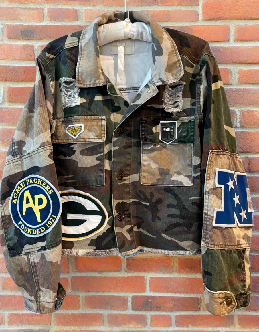 Reworked Woman’s Camo inspired Game Day Jacket